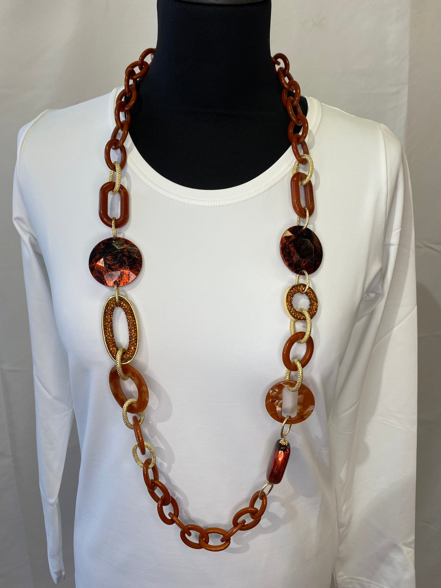 Rust and gold link necklace