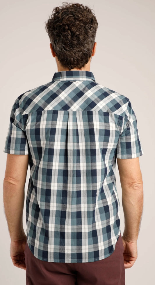 Weird Fish Judd Short Sleeve Check Shirt-Dusty Blue