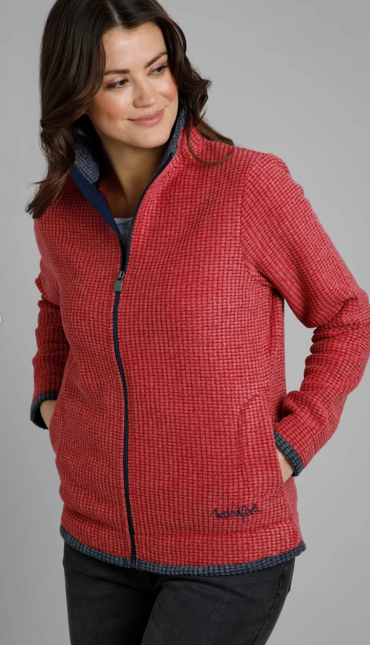 Weird Fish Ariana Grid Fleece- Berry