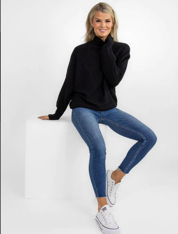 Pippa Cotton Cable Knit Sweater - Chambray Blue – Black Horse Clothing