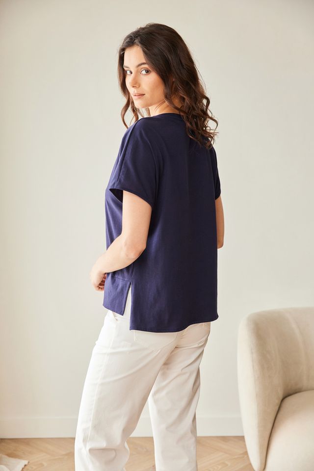 Peruzzi Print Front T-Shirt Navy