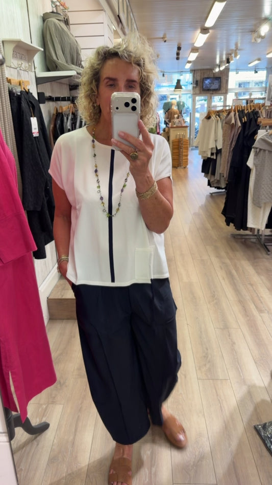 Naya Balloon Shape Trouser With Curve Panel French Navy