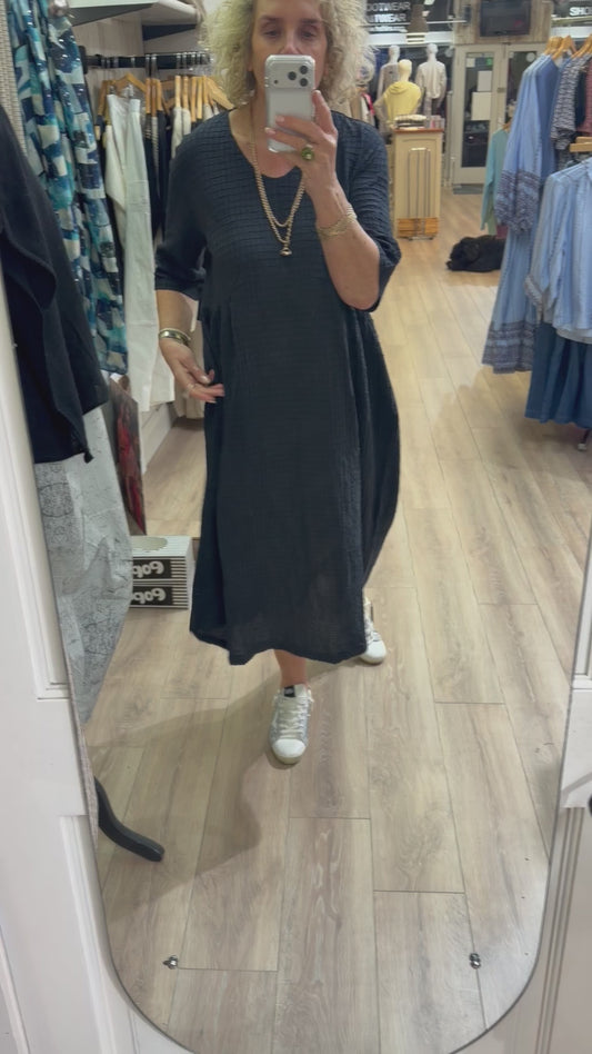 NEIRAMI Short Sleeved Dress Deep Blue