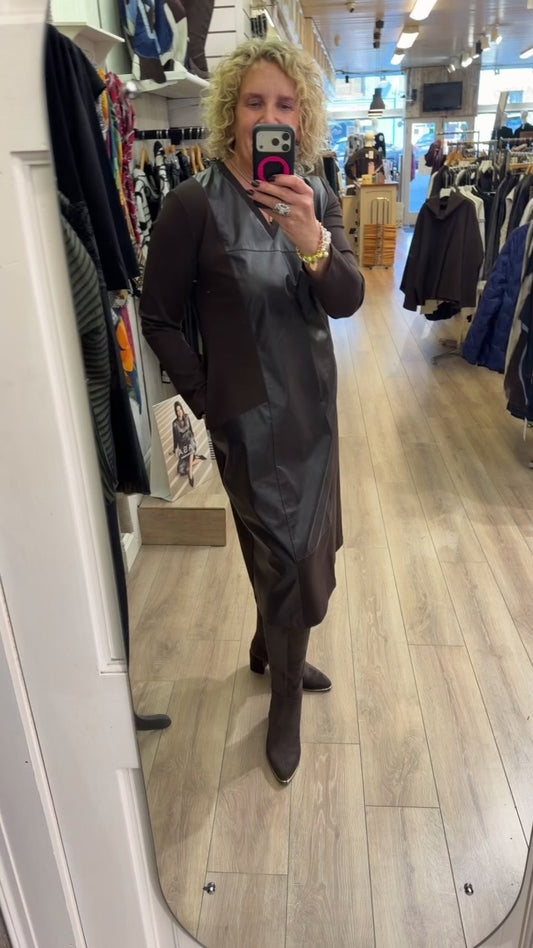 Peruzzi Faux Leather Dress Brown