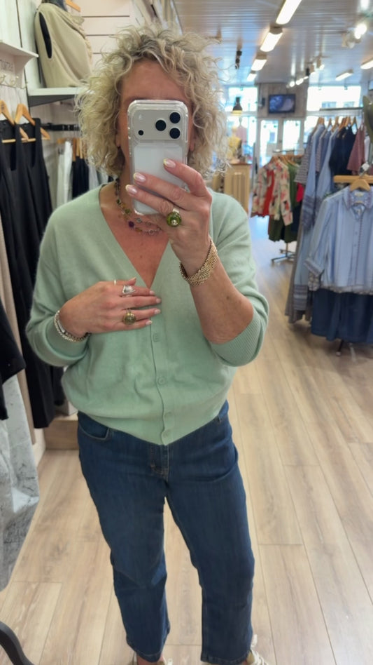 Twns Aspen Long sleeved V-Neck Cardigan Mint