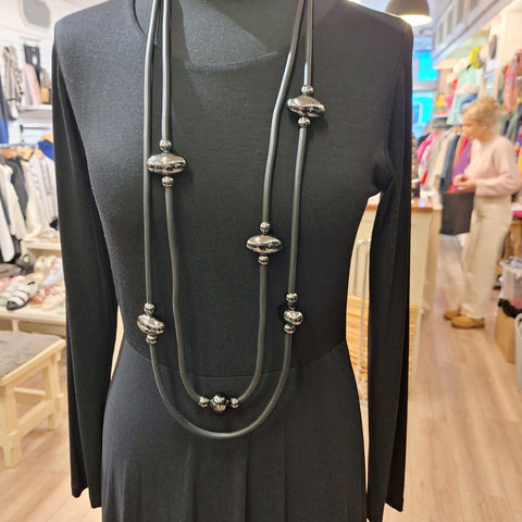 Rubber/Pewter Necklace