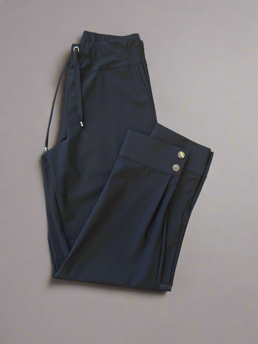 Slim leg trouser with drawstring waist Black