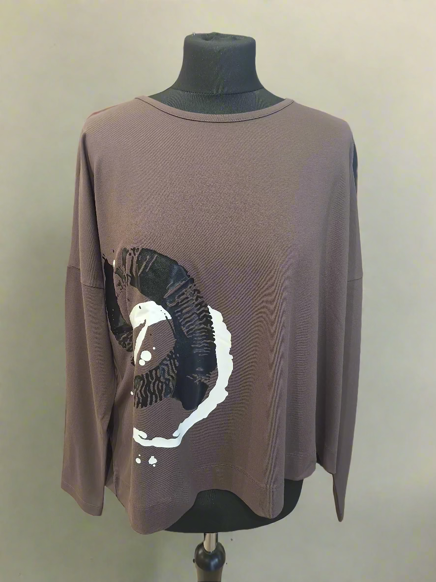 Naya Placement Circle Print Top Cocoa