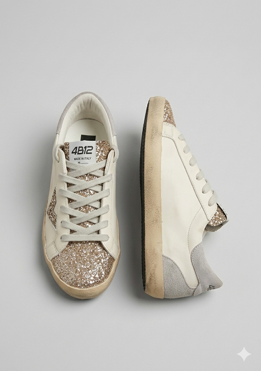 4B12 Supreme Gold Glitter Trainer