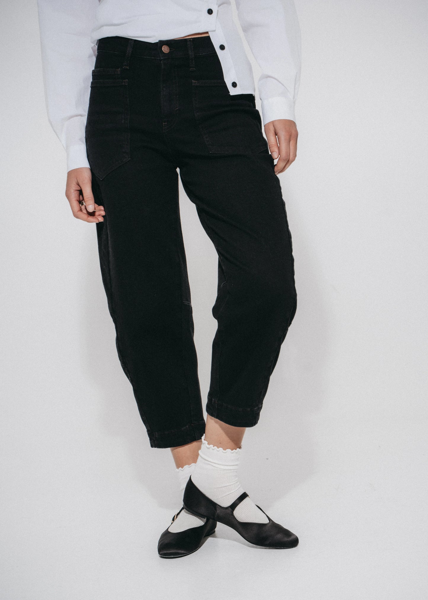 Jane Lushka Slouchy Black Barel Jeans