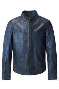 Salsa Leather Jacket - Navy