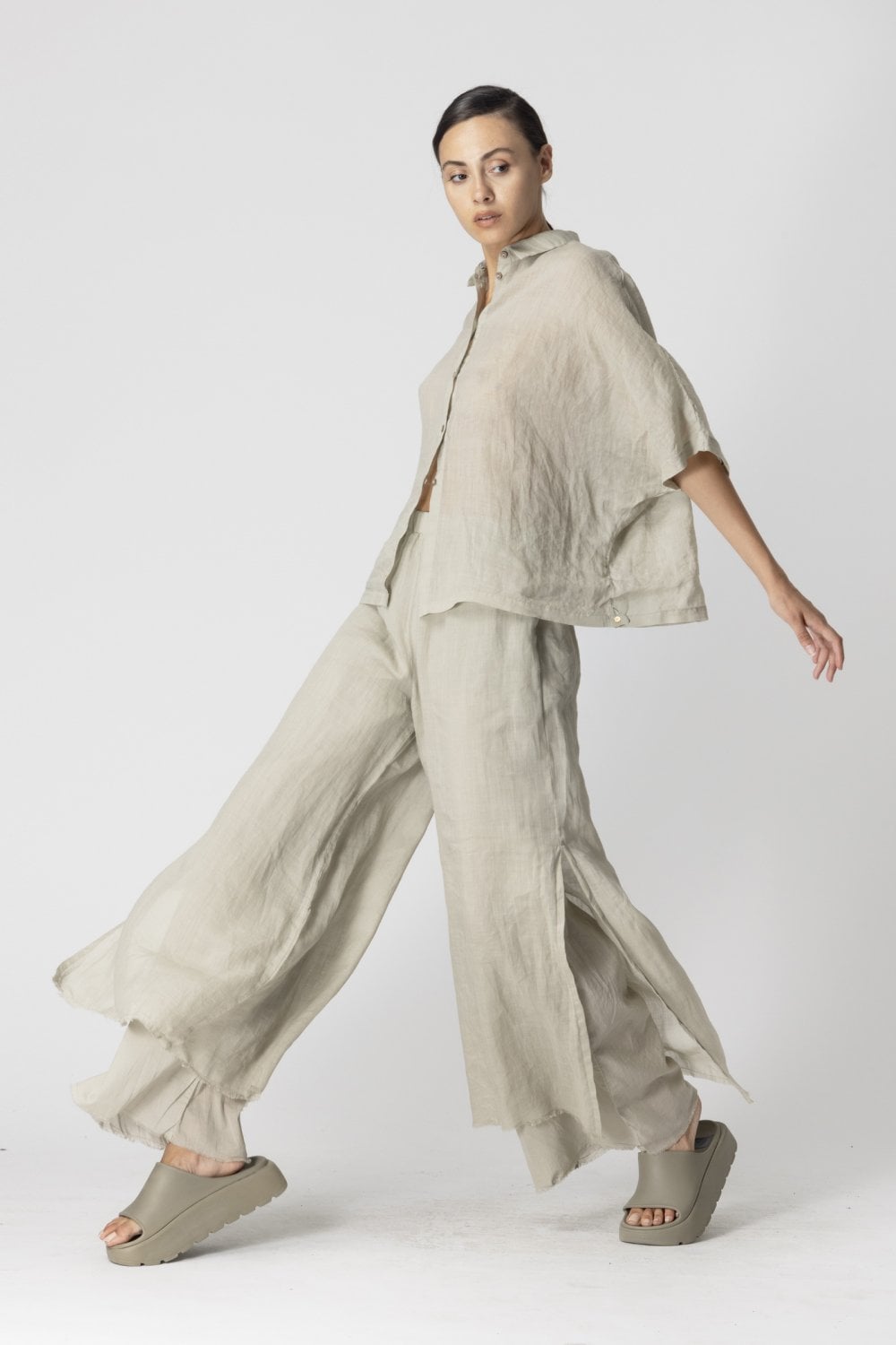 Lotus Eaters Split Leg Trousers Avocado