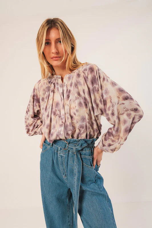 Indi & Cold Watercolour Print Shirt Mauve
