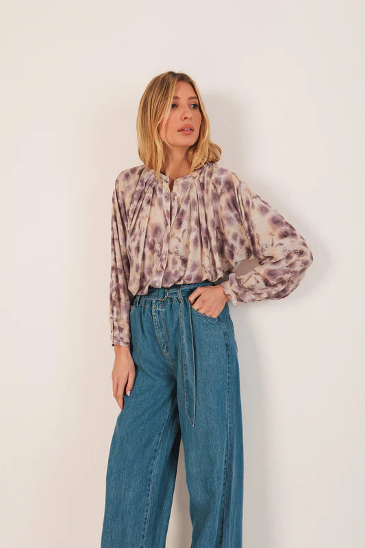 Indi & Cold Watercolour Print Shirt Mauve