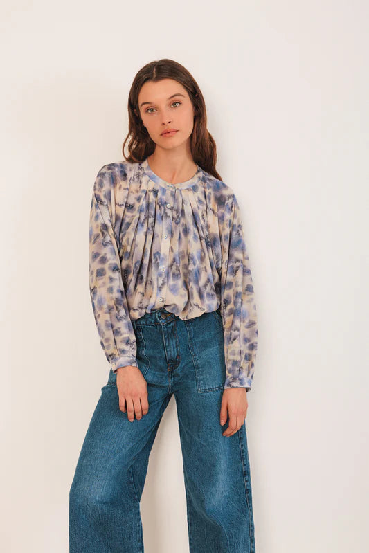 Indi & Cold Watercolour Print Shirt Blue