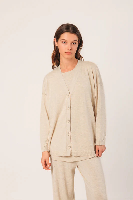 Indi & Cold SEAWOOL V-NECK JACKET Beige