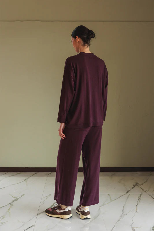 Indi & Cold SEAWOOL V-NECK JACKET Eggplant