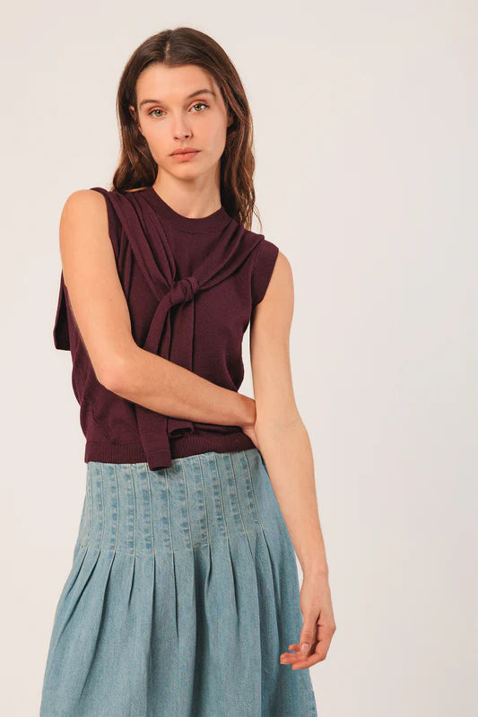 Indi & Cold Vest With Tied Sweater Detail