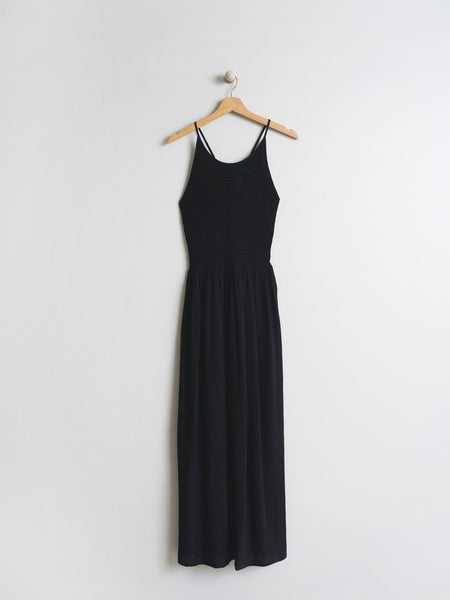 Indi & Cold Textured Strappy Dress- Black