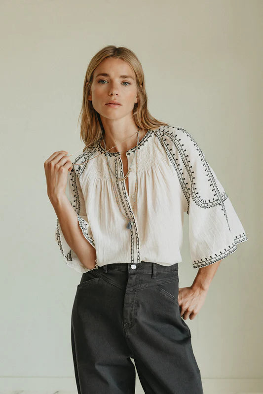 Indi & Cold Bell Sleeve Shirt Ecru