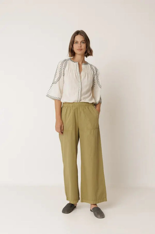 Indi & Cold Straight Poplin Trousers Apple