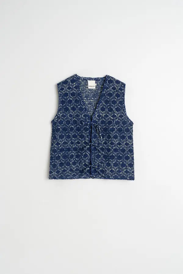 Indi & Cold Vest With Tie Detail Indigo