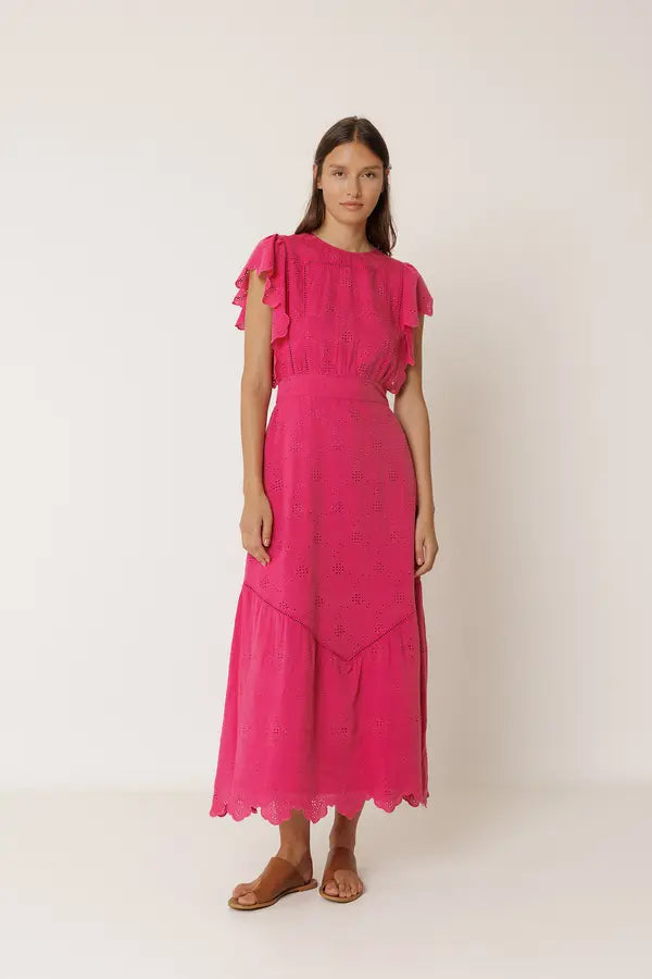Indi & Cold Embroidery Maxi Dress Pink