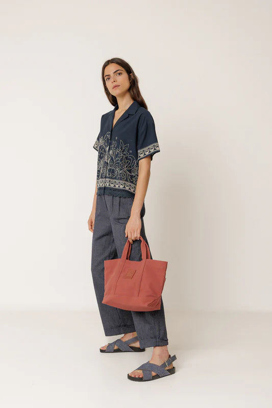 Indi & Cold Pleated Pinstripe Trousers Navy