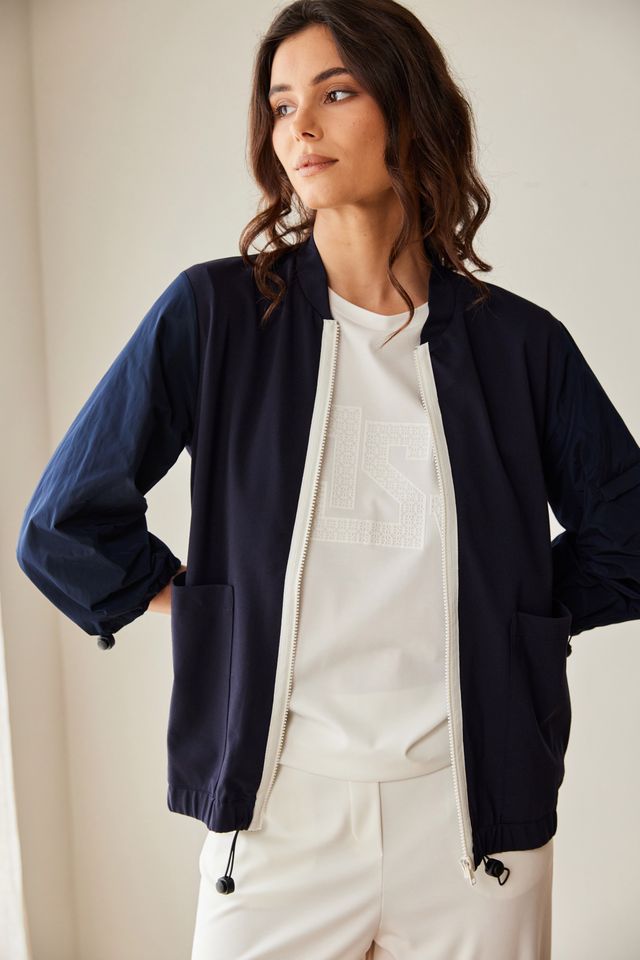 Peruzzi Taffeta Sleeve Jacket Navy