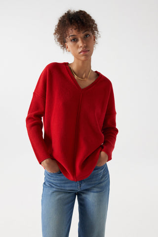 Salsa Cashmere V-Neck knit RED