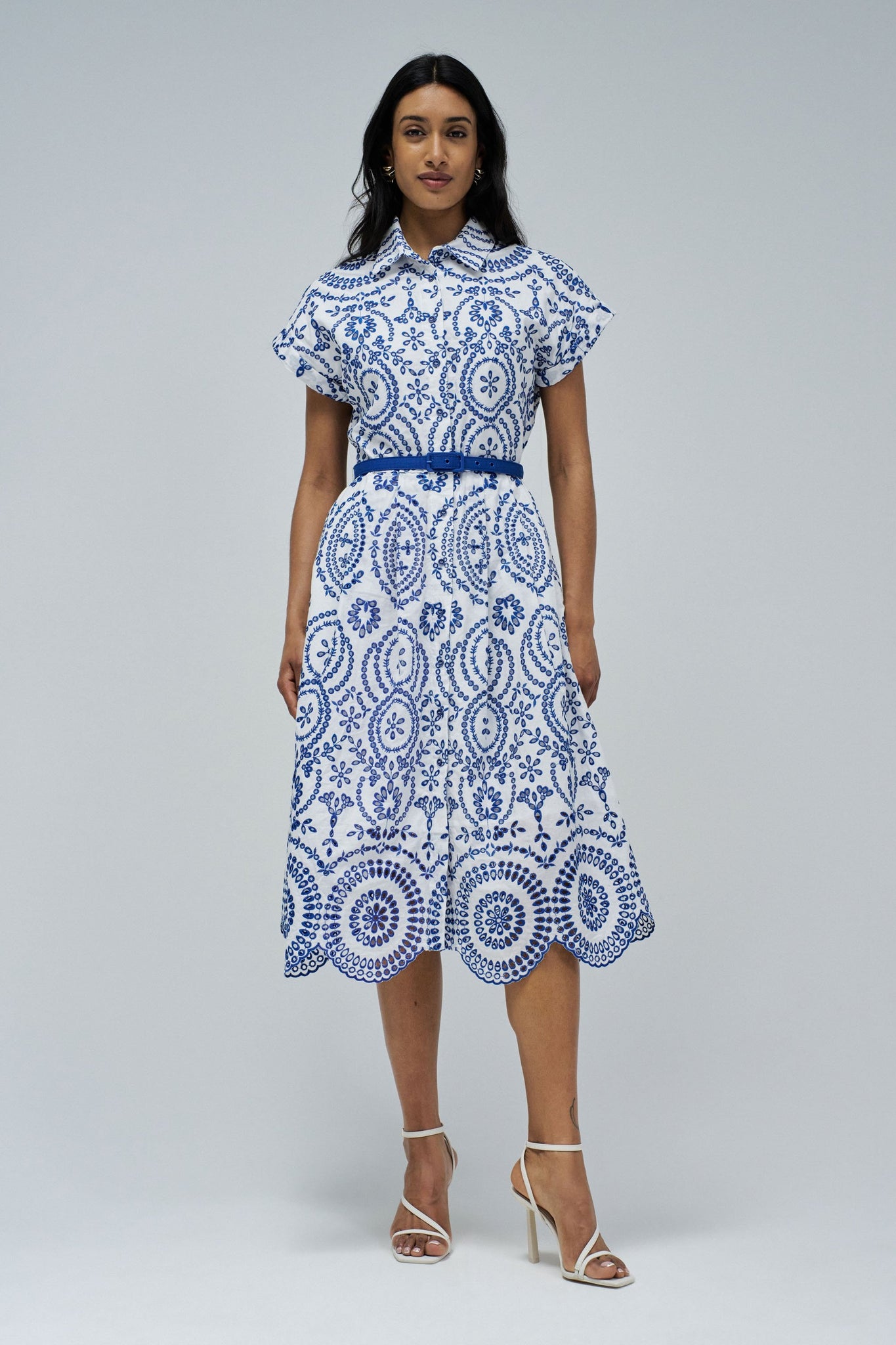 Salsa Printed Embroidered Dress blue