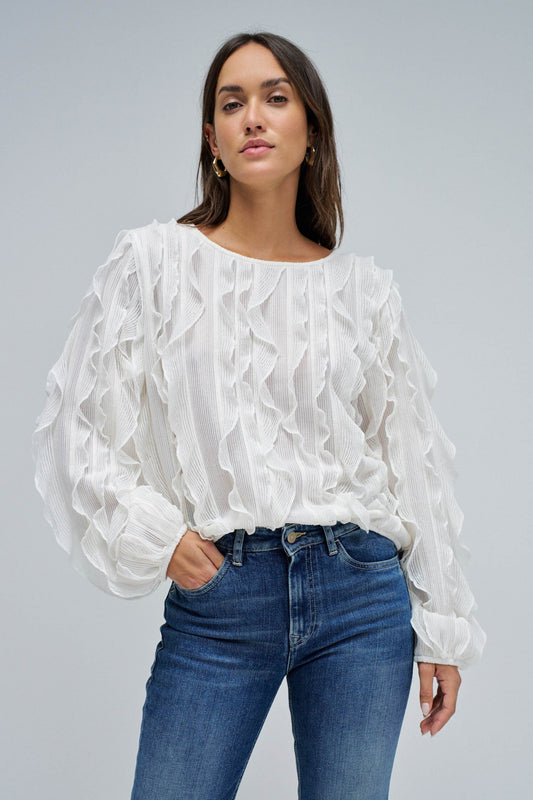 Salsa Ruffled Blouse Pearl