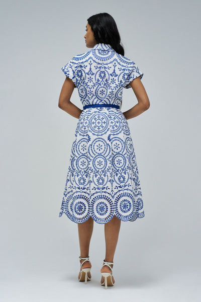 Salsa Printed Embroidered Dress blue