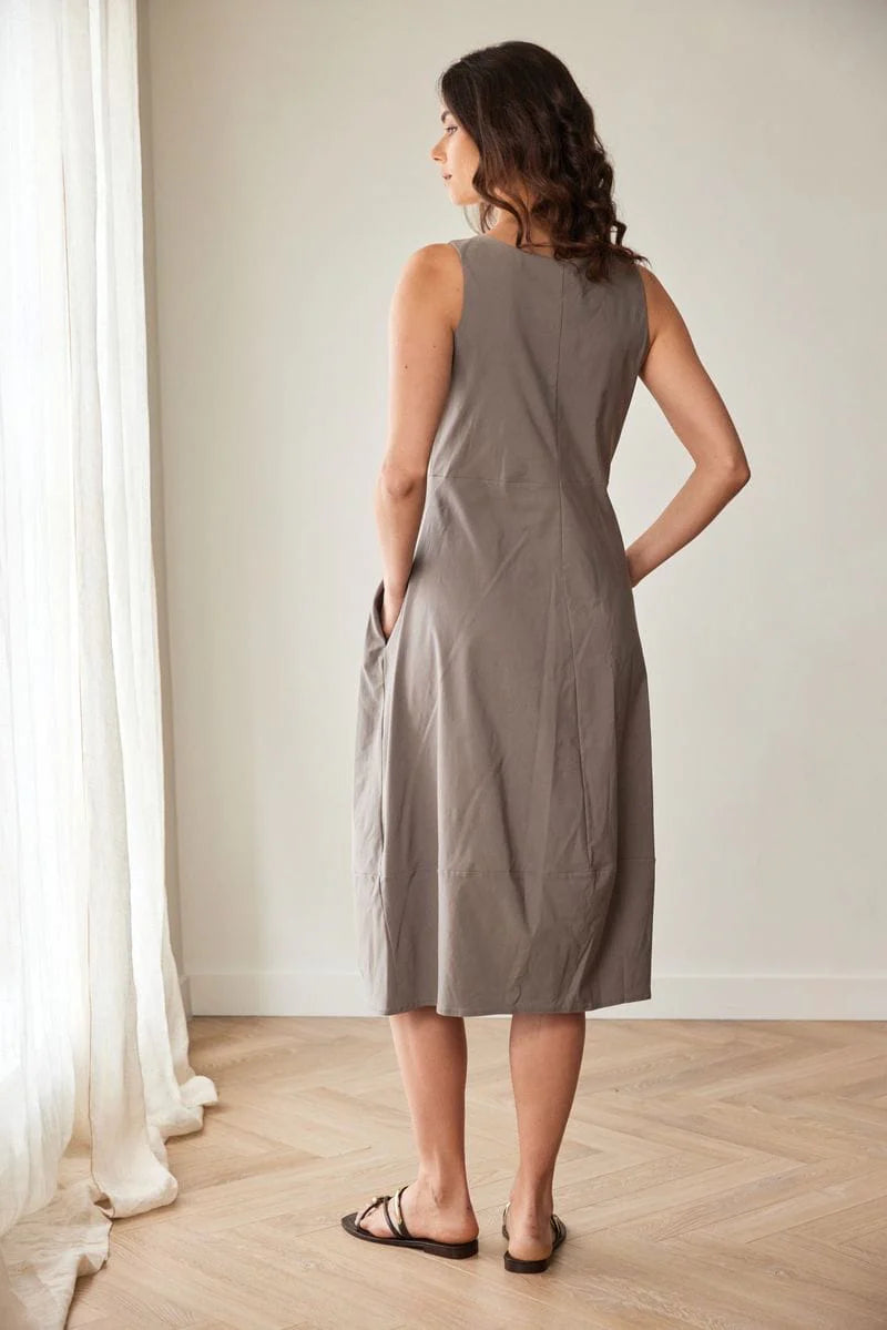 Peruzzi Zip Sleeveless Dress Taupe