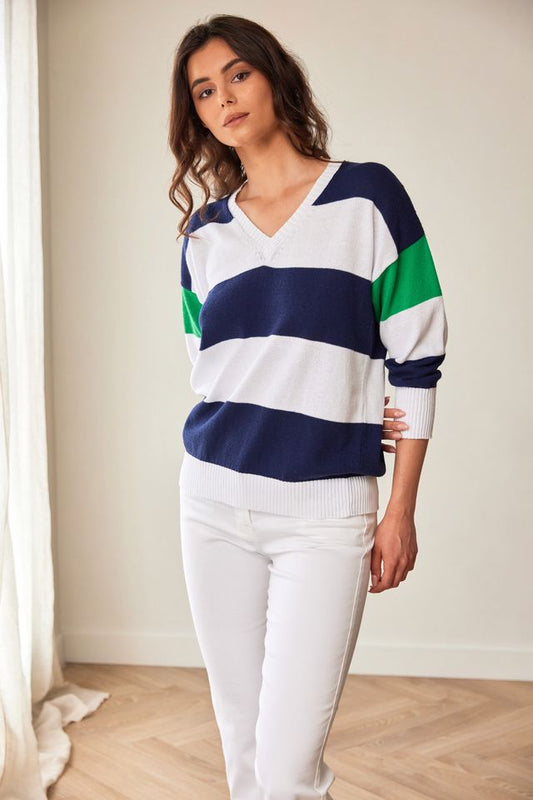 Peruzzi Stripe v-neck knit