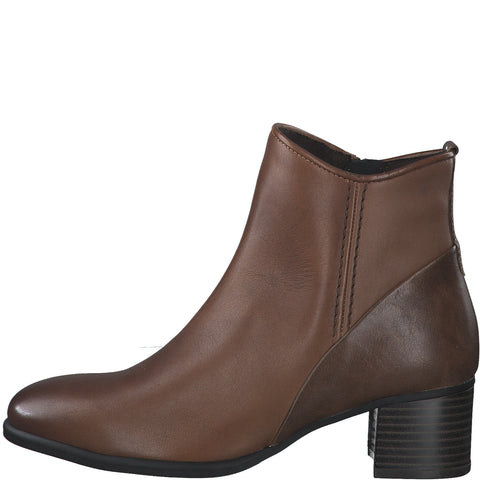 Marco Tozzi Leather Ankle Boot- Cognac