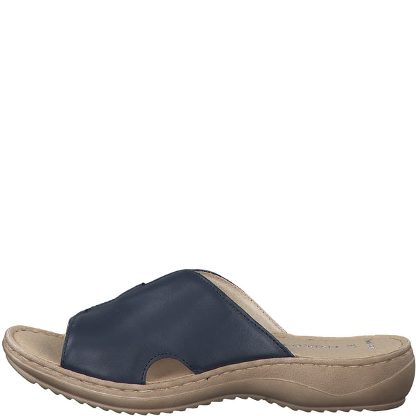 Marco Tozzi Slip on Leather Sandal-Navy