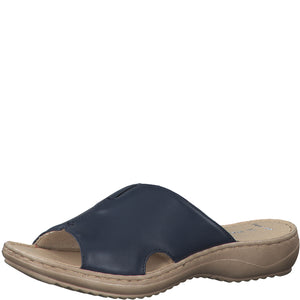 Marco Tozzi Slip on Leather Sandal-Navy