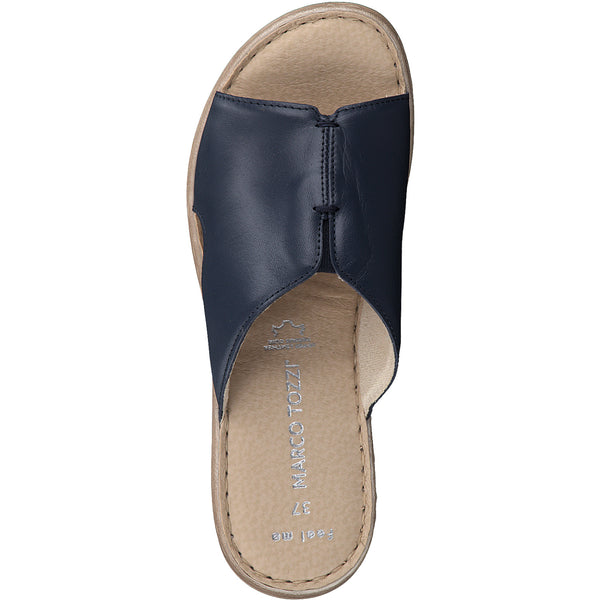 Marco Tozzi Slip on Leather Sandal-Navy