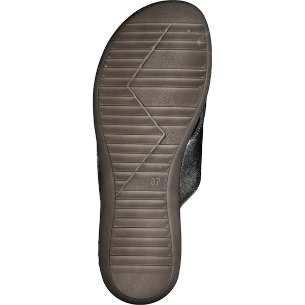 Marco Tozzi Slip on Leather Sandal-Platinum