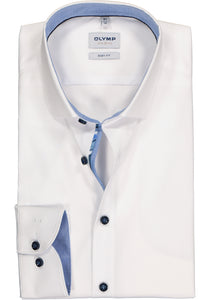 Olymp Shirt Body fit White With Navy Buttons