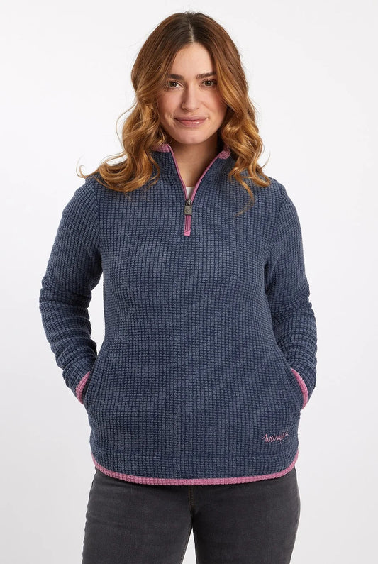 Weird Fish Beyonce Grid 1/4 Zip Fleece Navy