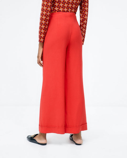 Surkana Wide Pants With High Waist-Red