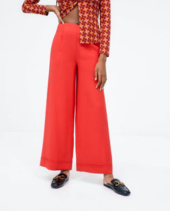 Surkana Wide Pants With High Waist-Red