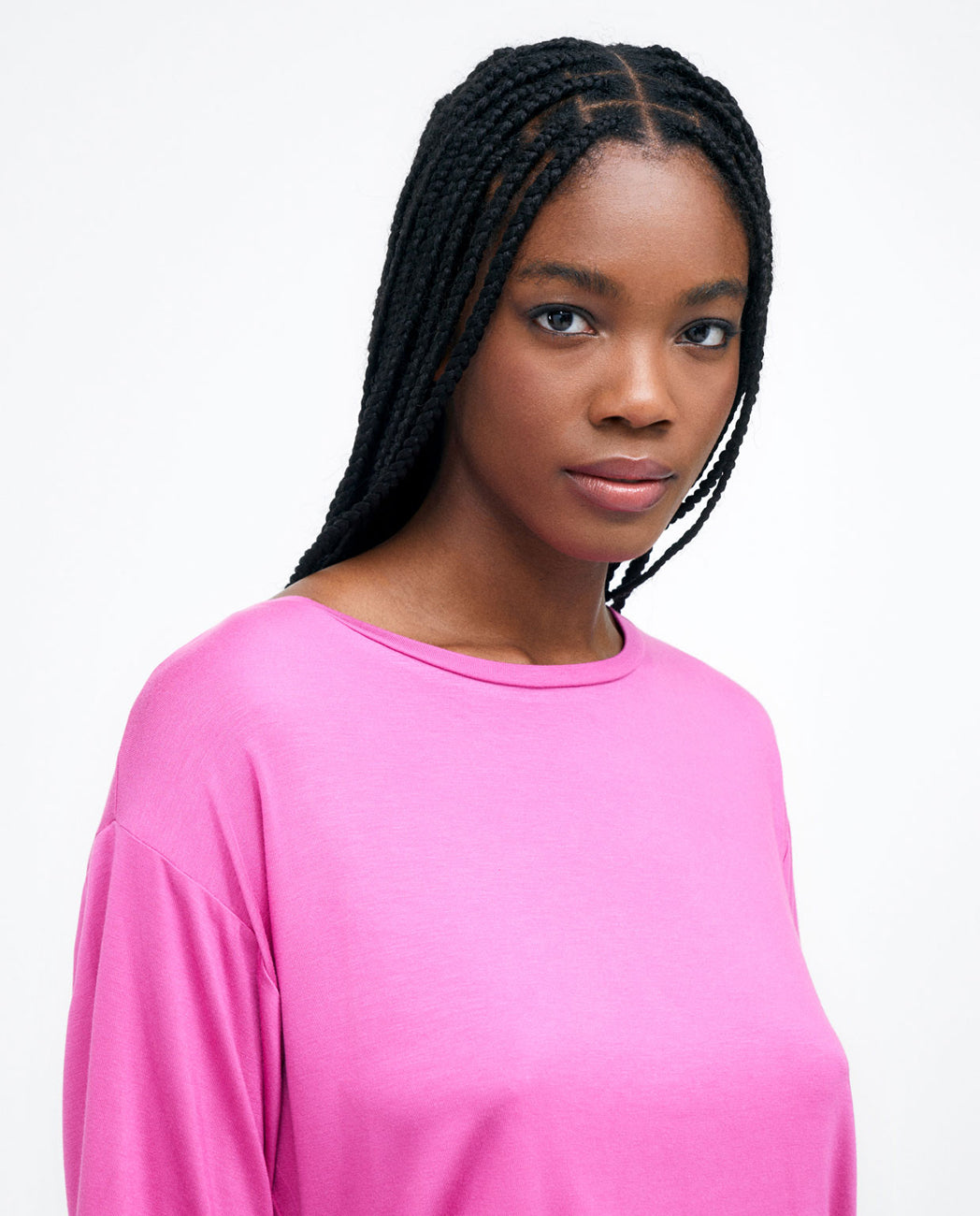 Surkana Wide T-Shirt With Drop Sleeve- Fushia