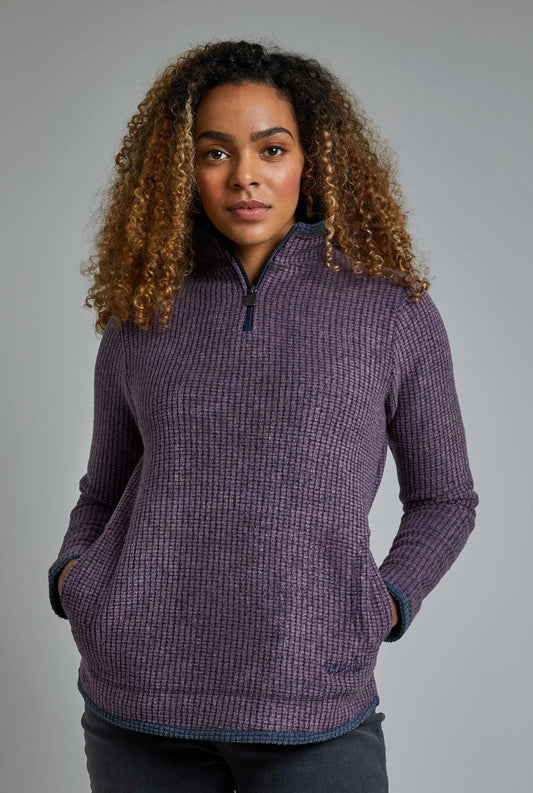 Weird Fish Beyonce Grid 1/4 Zip Fleece -Grape
