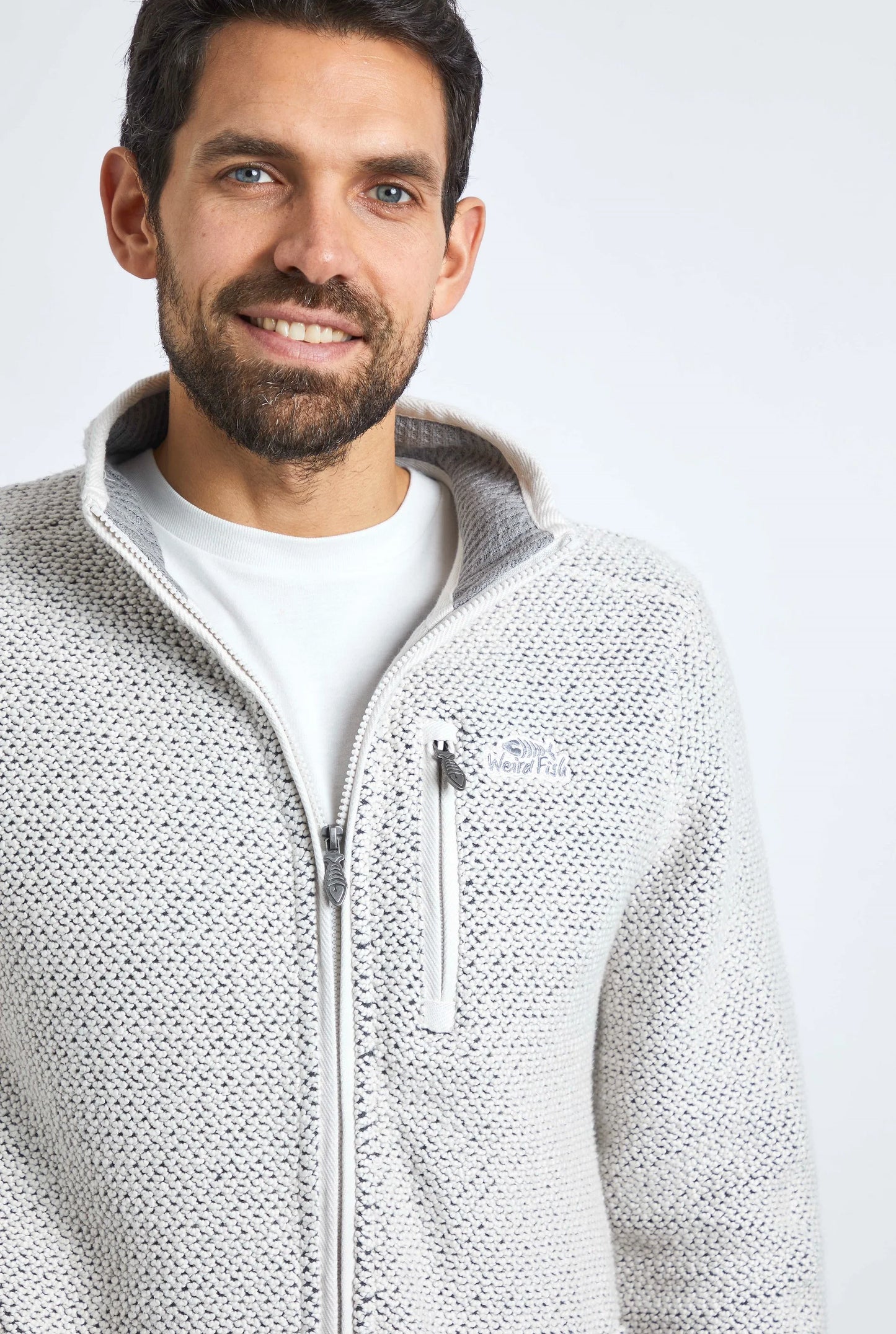 Weird Fish Mens Transom Full Zip Macaroni - Ecru