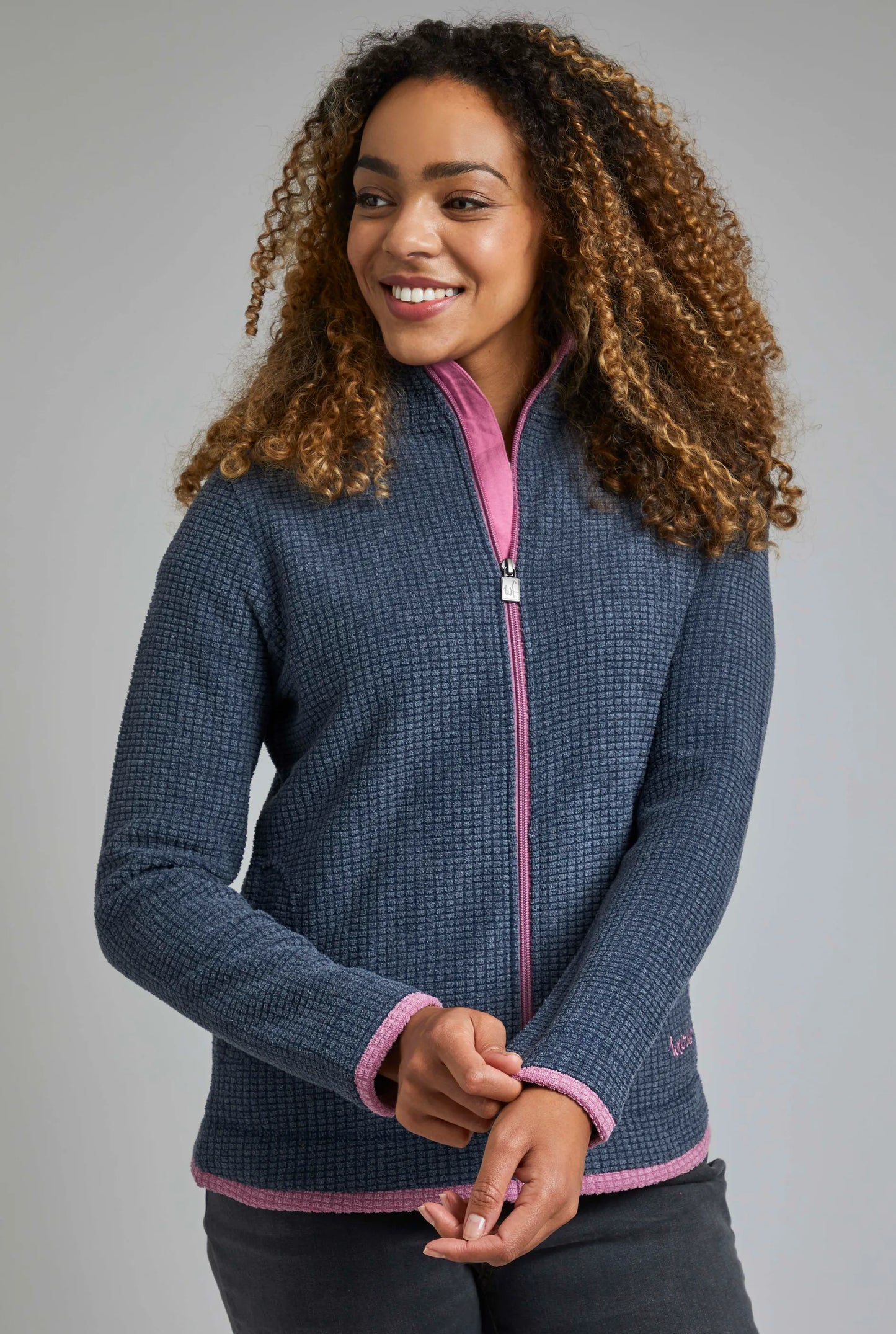 Weird Fish Ariana Grid Fleece- Navy