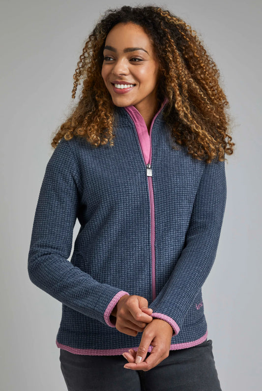 Weird Fish Ariana Grid Fleece- Navy