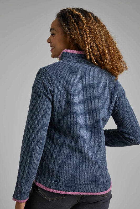 Weird Fish Ariana Grid Fleece- Navy